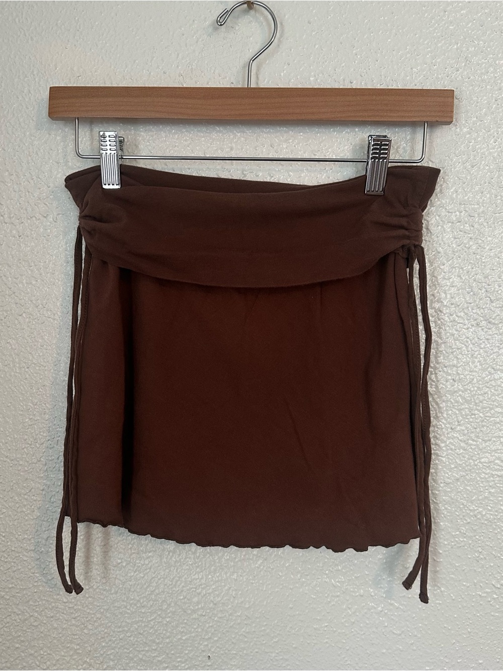 Y2K lettuce hem brown mini skirt with side ties women’s small Arizona trendy S - Picture 1 of 6